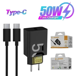 Carregador 50W USB-C Fonte + Cabo Tipo C Turbo Carregamento Rápido