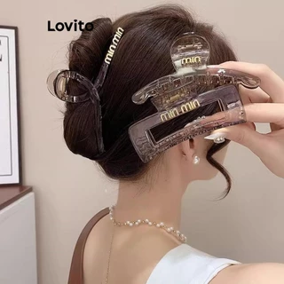Lovito Grampos de cabelo geométricos com letras casuais para mulheres LFA39042