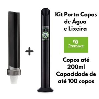 Porta Copo de Água Dispenser e Lixeira Premisse Preto