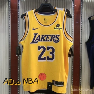 Hot pressed Camisa Los Angeles Lakers nba LeBron James Gold Swingman 2023 Icon Edition De Basquetebol Jersey sponsor logo
