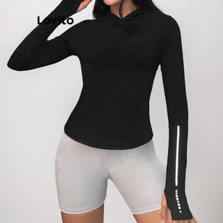 Lovito Camiseta esportiva feminina com malha lisa e contrastante LNL67374