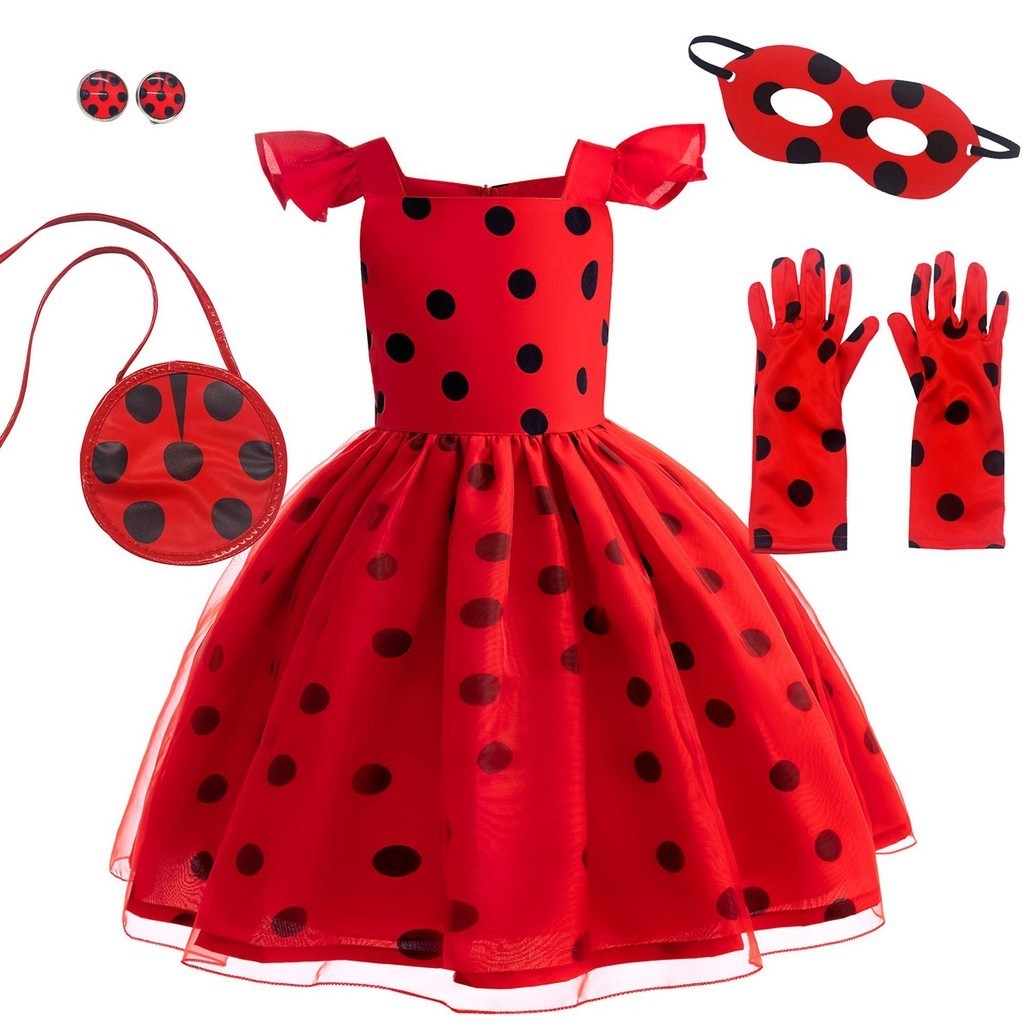 DYAA 2024 Ladybug Girl Dress Cosplay Roupas Femininas De Animação ...
