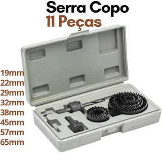 Jogo Serra Copo para Madeira Gesso Plástico com 11 pçs Kit Serra Copo Profissional MDF PVC