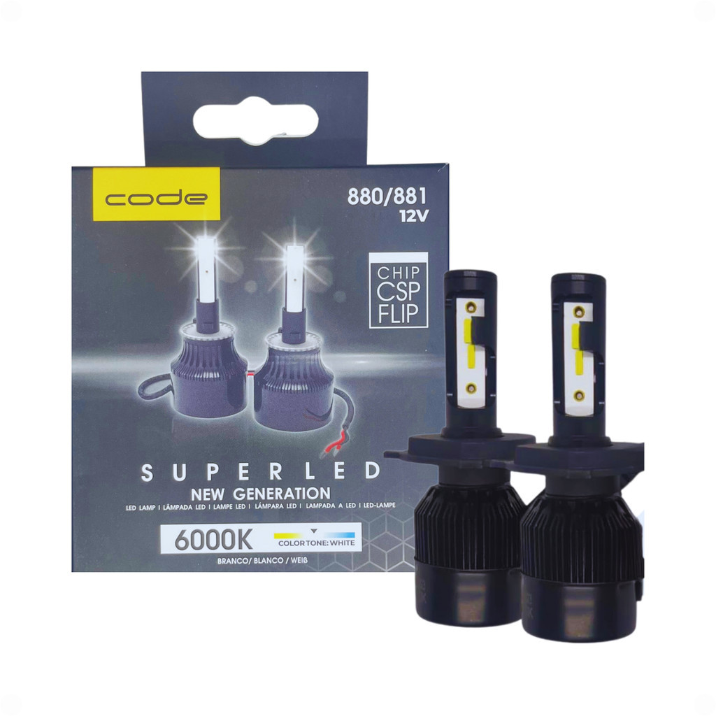 Par Lâmpadas Super Led H27 880/881 6000K 12V LED CHIP CSP Code