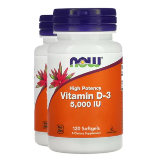 Kit 2x Vitamina D3 5000IU Alta Potência Now Foods 120Soft Importado/Made in Usa