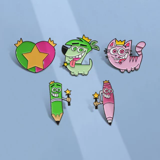 Anime Movie The Fairly Oddparents Pins Brooches Cartoon Timmy Cosmo Brooch Pin Lapela Crachás Jóias Presente Para Amigos