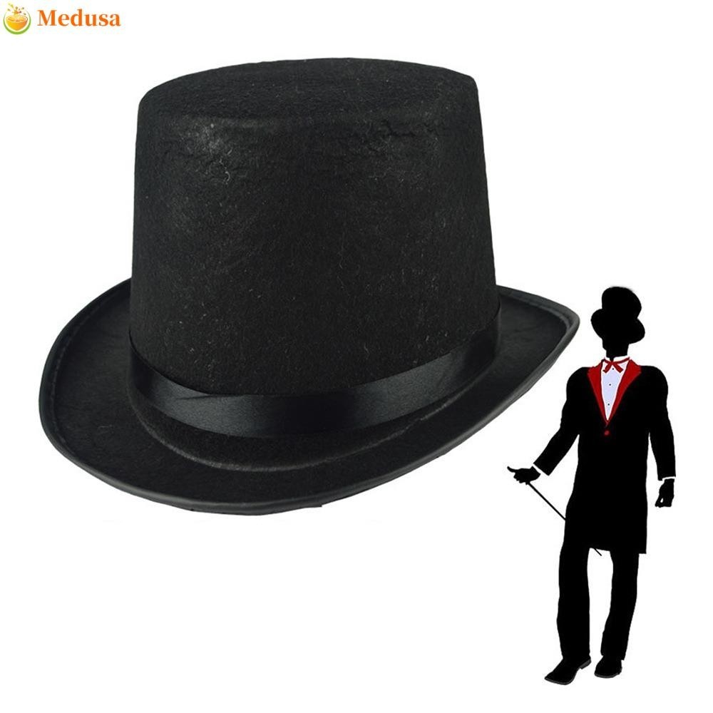 MEDUSA Black Top Hat , Chapéu Mágico Acessório De Roupa De Tecido , Deluxe Elegante Boné De Jazz Escuro