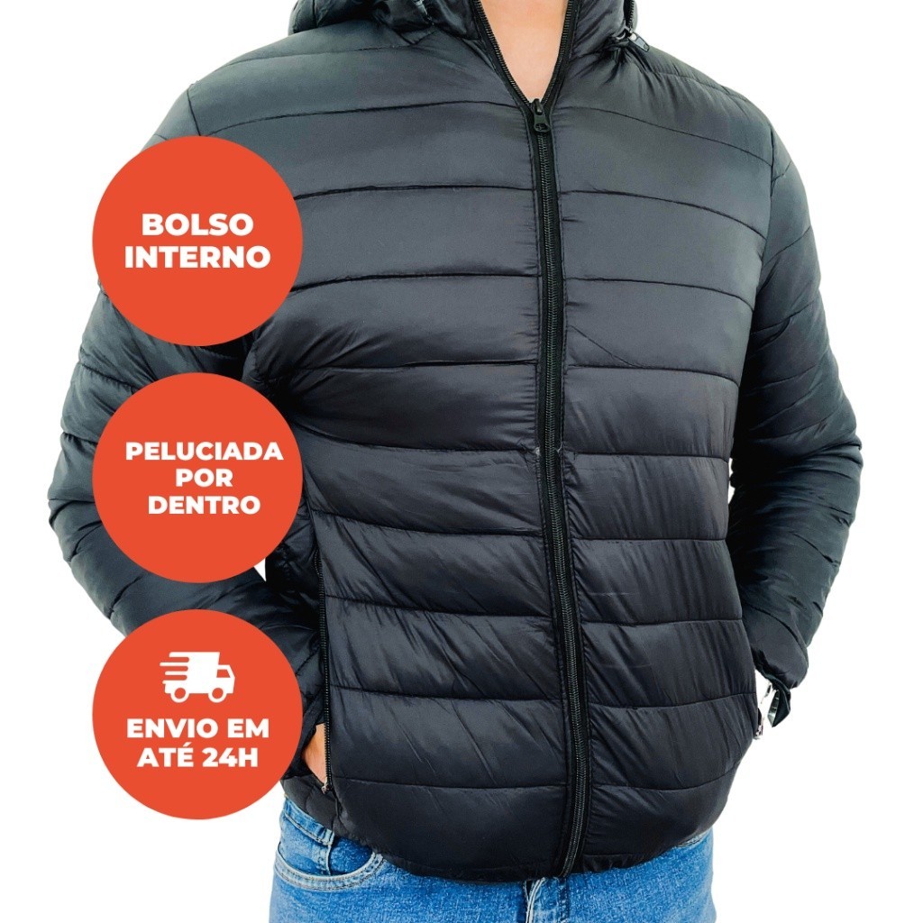 Jaqueta Masculina Bobojaco Puffer Capuz Removível Peluciada 05#