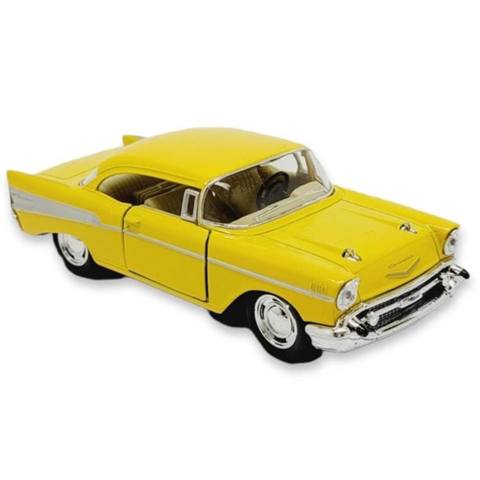 Miniatura Bel Air 1957 Chevrolet Kinsmart 1/40 Metal e Fricção Amarelo