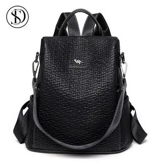 Bolsa Feminina Antifurto de Alta Qualidade em Couro PU Espaçosa com Alça de Ombro Preto