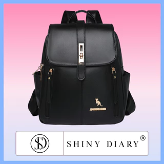 Shiny Diary Mochila Feminina Média Universitária De Qualidade De Costas Em Couro Sintético Cangurus
