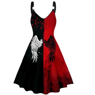 O Novo Vestido De Asa Do Diabo Da Festa De Halloween Gótico Estampado