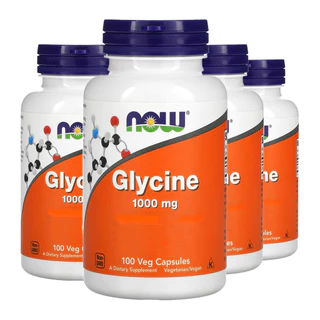 Kit 4x Glicina 1000mg Now Foods Glycine 100 Veg Caps /Made in Usa