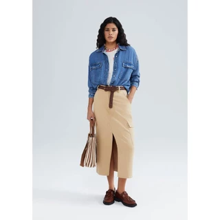 Saia Midi Cargo Com Linho Hering
