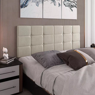 Cabeceira Cama Casal King Size Painel Dobrável Retangula Tecido Suede