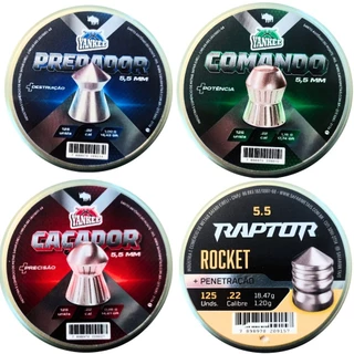 Kit 4 Estojos Chumbinho Yankee 5,5 Carabina Pressão 500unid