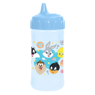 Copo De Transição Infantil C/ Válvula Redutora de Pingos Azul 240ml Looney Tunes BabyGo em Oferta na Shopee