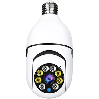 Câmera wifi ip sem fio giratória 360 com encaixe lampada bocal rosca visão noturna segurança bivolt em Oferta na Shopee