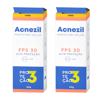 Kit Com 2 Acnezil Alta Proteção Cimed Protetor Solar FPS 30 Com 60g em Oferta na Shopee
