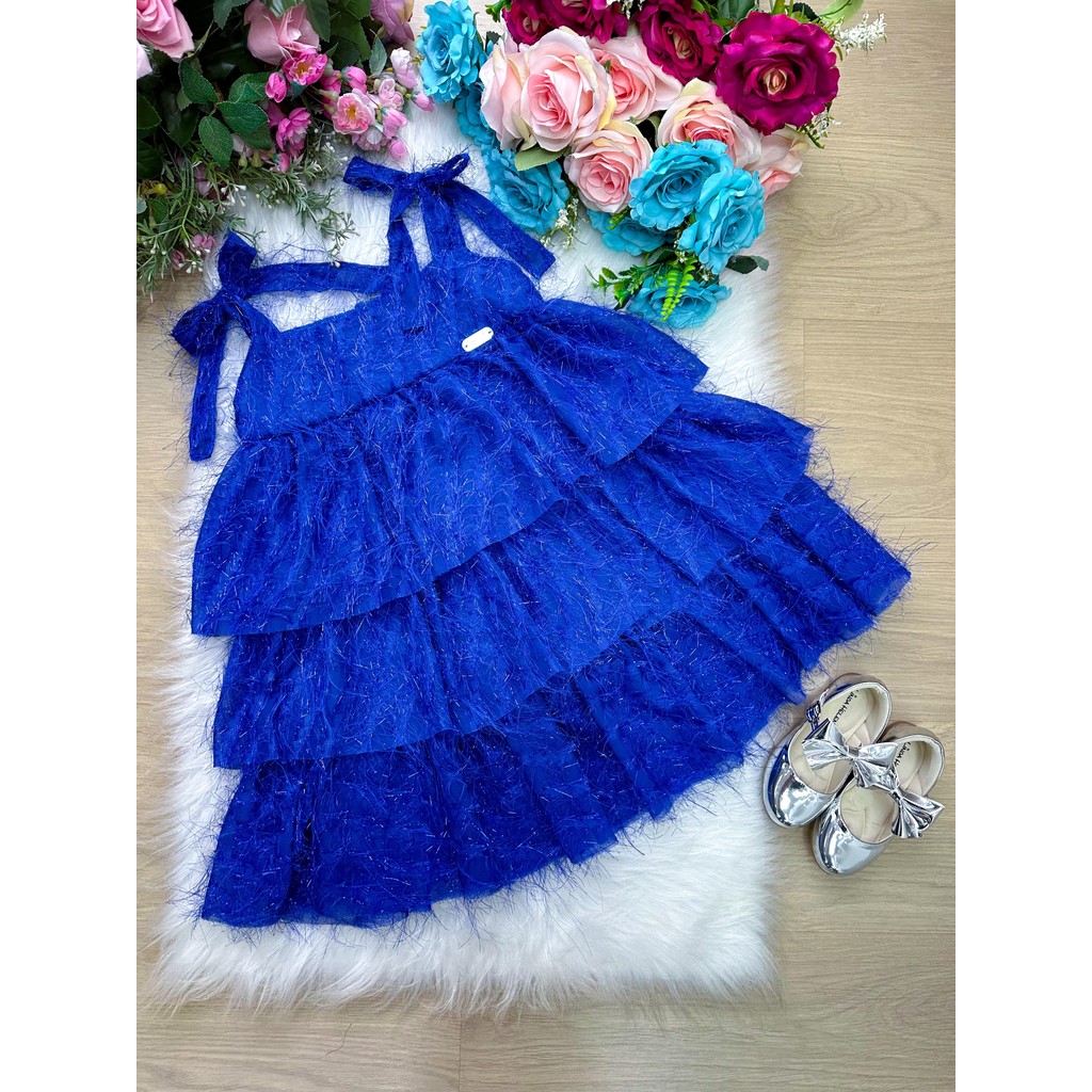 Vestido Banana Club Vitoria Azul Royal Shopee Brasil