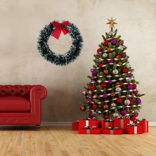 Guirlanda Nevada Com Laço 33cm Guirlanda Festão Nevada Natal Enfeite De Porta decoração Decorativa