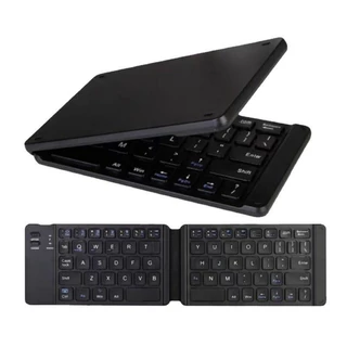 Teclado Bluetooth Dobrável Dual Compatível com Celulares, iPads e Notebooks, Mini Portátil e Organizador de Oficina