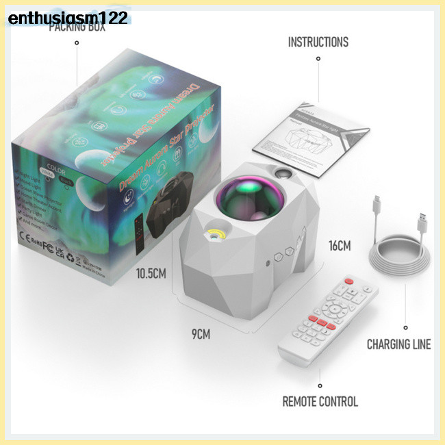 DGJ Led Northern Lights Moon Star Night Light Projetor De Música