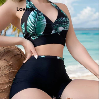 Lovito Elegante Conjunto de Biquíni com Estampa Tropical para Mulheres LNL43037