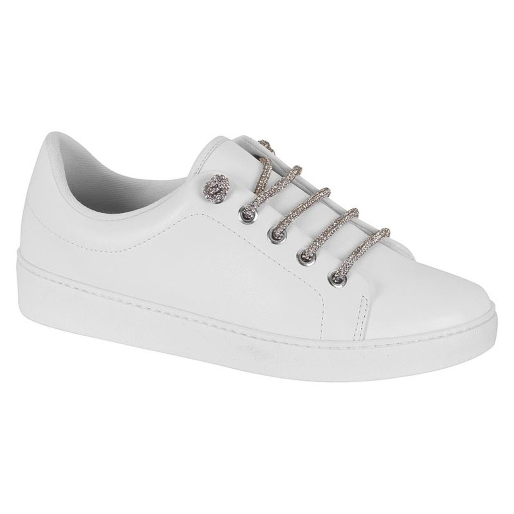 Tênis Casual Vizzano Feminino Pelica Tira Pronta Strass Branco