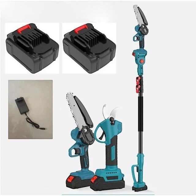 Nova - Kit Motosserra + Tesoura Elétrica Com Cabo Extensor e 2 Baterias Recarregáveis