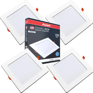 4 Painel Led 18w Quadrado Embutir Branco Frio Bivolt 22cm em Oferta na Shopee