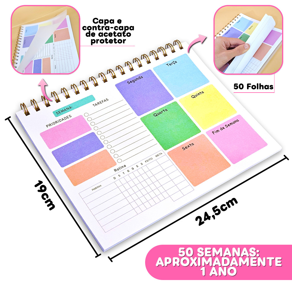 Agenda Planner 50 Semanas Estilo e Planejamento para Sua Rotina ...