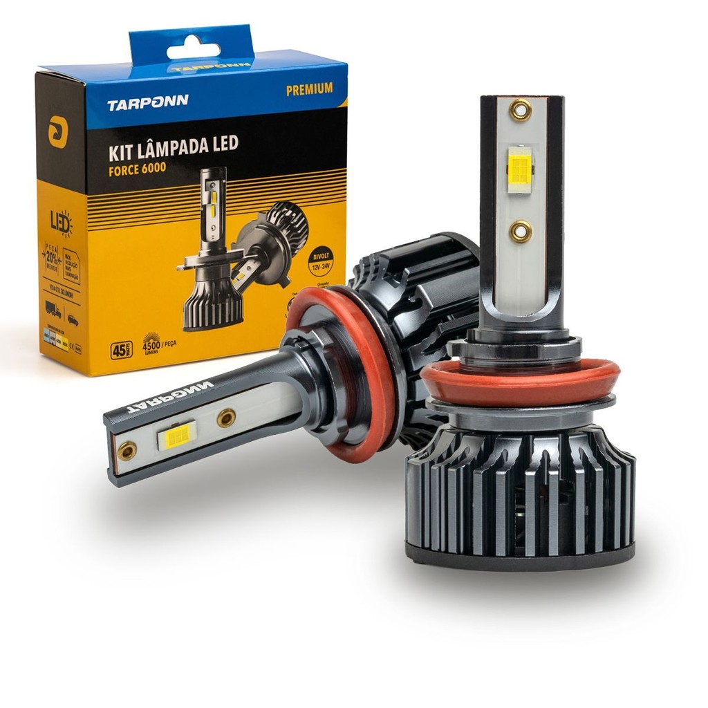 Kit Lâmpada Led Force 6000k H8 H9 45w 9000 Lm 12v 24v Tarponn | Shopee ...