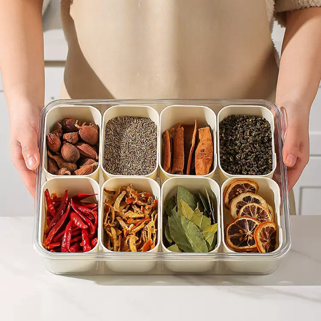 Pote Acrílico Luxo Multiuso Com 4 Ou 8 Divisórias Para Frutas Legumes Carnes E Ovos Transp...