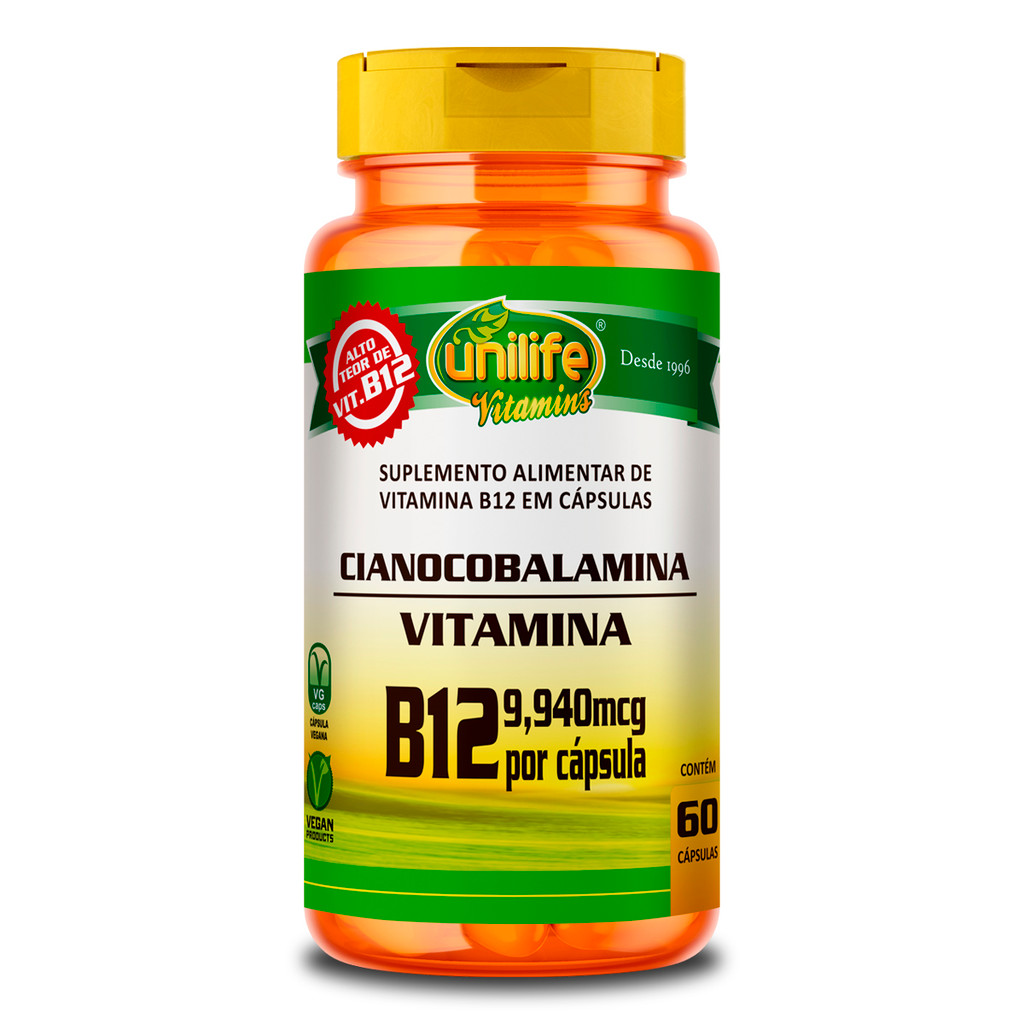 Vitamina B12 Cianocobalamina Unilife 60 cápsulas | Shopee Brasil
