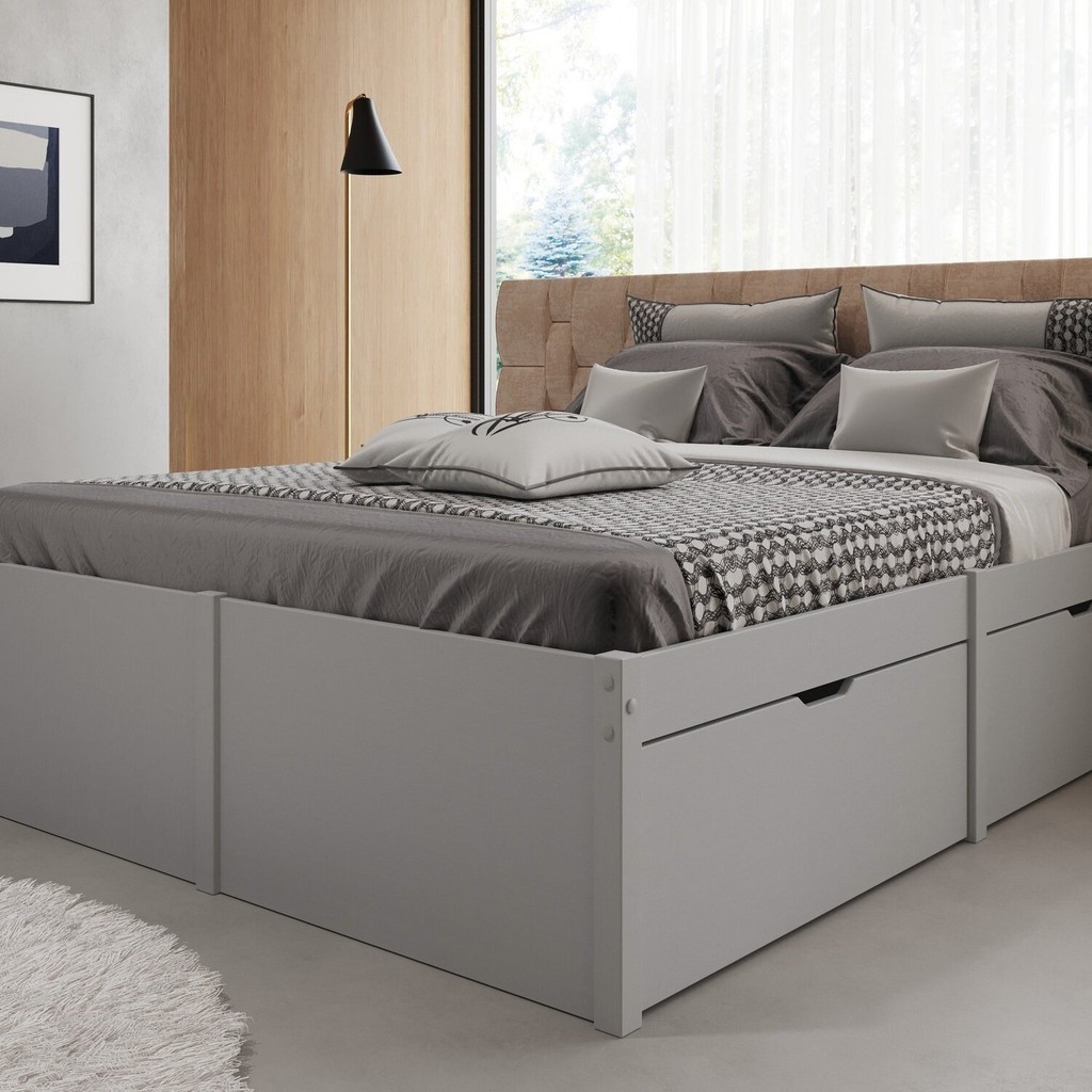 Cama Casal 4 Gavetas Madeira Maciça Beauty Espresso Móveis