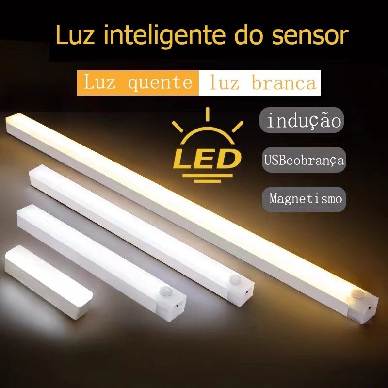 Luminária LED 10CM Com USB Recarregável E Sensor De Presença De Movimento