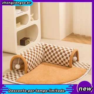 3 Em 1 Caverna De Cama De Gato Túnel Lavável Com Bola De Pelúcia Resistente A Riscos Aconchegante Tubo gelat2br