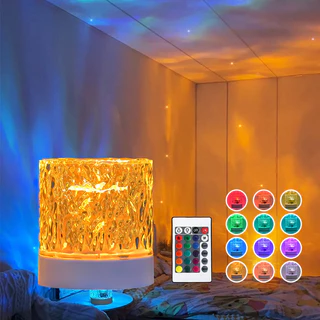 Lâmpada de Cristal Ocean Crystal Lâmpada de Água Rotativa Automática Ondulação Atmosférica para Quarto Uso Luz Amarela para Dormir Crianças Projetor Luminoso Céu Estrelado 3 Cores 16 Cores Quarto de dormir / Casa de jogos Lâmpada de Mesa de Cristal