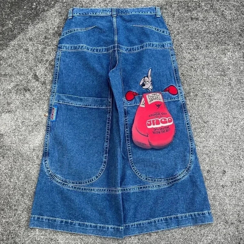 JNCO Y2K calças jeans largas homens do vintage bordado jeans de