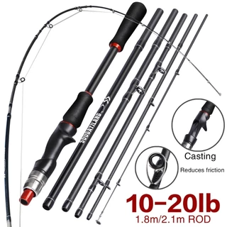 Sougayilang vara de Pesca 1.8m-2.1m  5-6 Secções de fibra de carbono Arrastar Máximo 15 kg