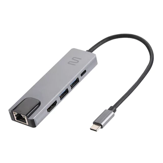 HUB Dock USB Tipo-C 5 em 1 com HDMI 4K, RJ45 Ethernet, USB 3.0 e Power Delivery - AC447 em Oferta na Shopee