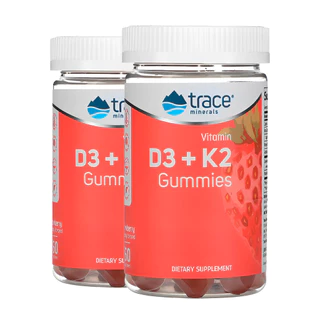 Kit 2x Trace Minerals Vitamina D3 + K2 60Goma Morango Importado/Made in Usa