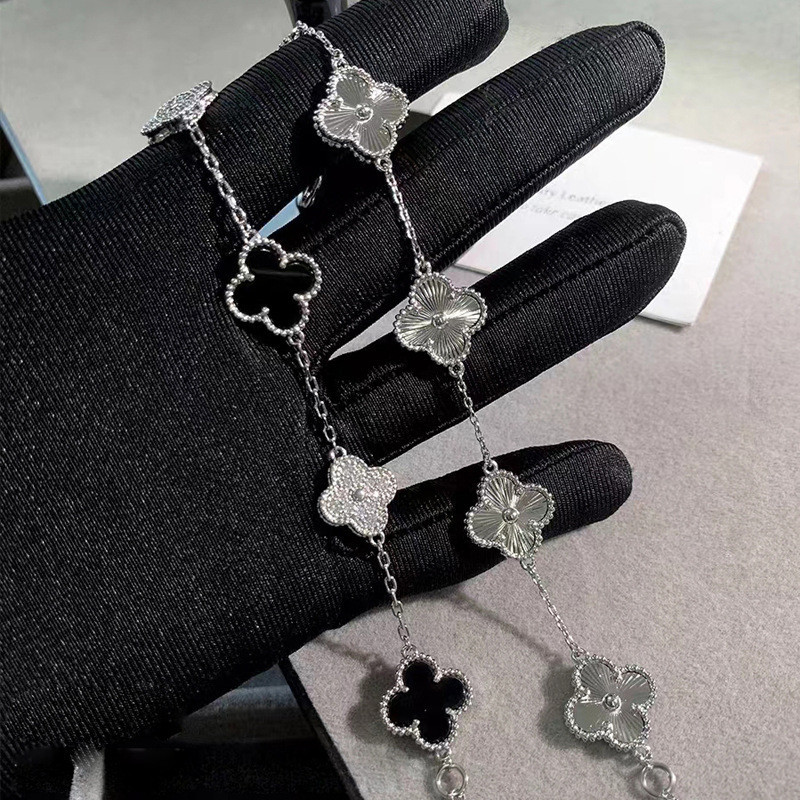 Ágata preta Lucky Clover Panda Pulseira Masculino clássico moda masculino e feminino genérico Trevo &-**