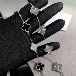 Ágata preta Lucky Clover Panda Pulseira Masculino clássico moda masculino e feminino genérico Trevo &-**