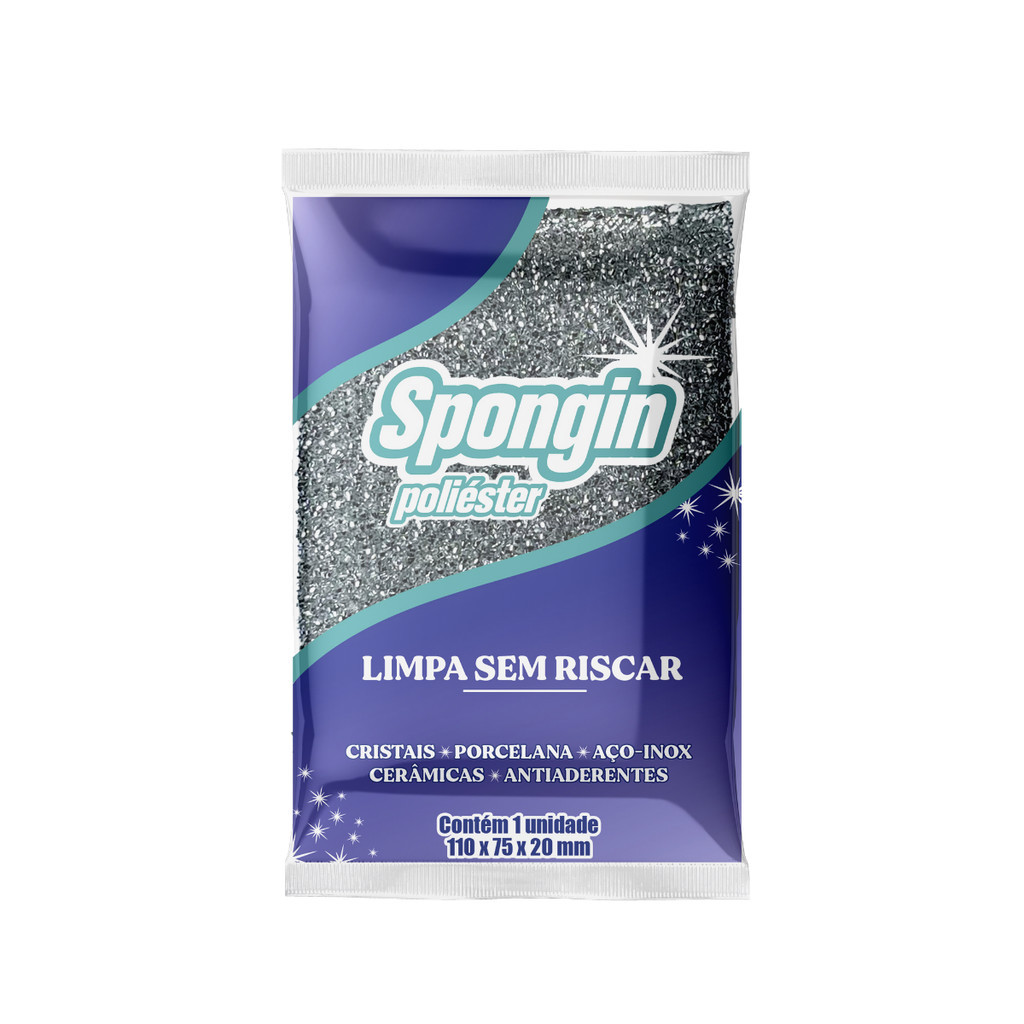 Esponja Poliéster Spongin Multiuso 11cm x 7,5cm | Shopee Brasil