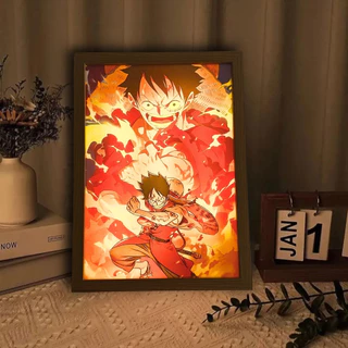 Quadro Anime One Piece Nika Luffy - 31,5 x 23cm LED 5V USB