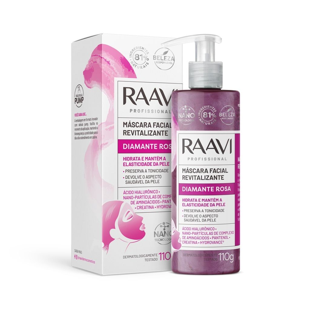 Imagem do produto Máscara Facial Revitalizante Diamante Rosa Raavi 110g