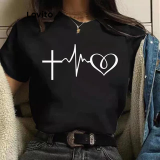 Lovito Camiseta feminina casual com estampa de borboleta LNL74492