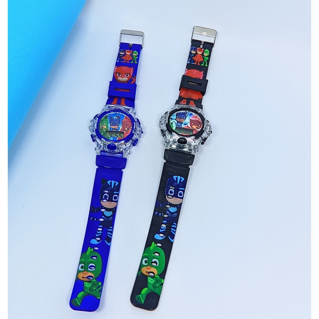 Relógio Infantil Digital Pisca Luz Led Toca Musica para Crianças Personagem Desenho Animado Divertidamente Barbie Sonic